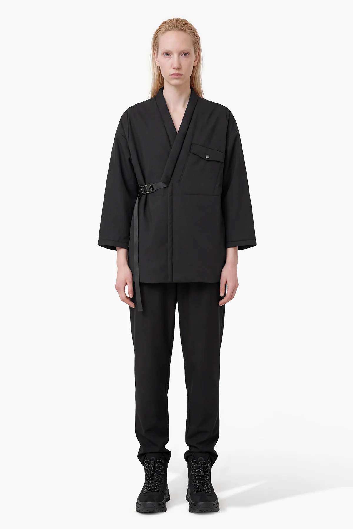 Image of HAVEN KIMONO TECHWOOL JACKET - BLACK