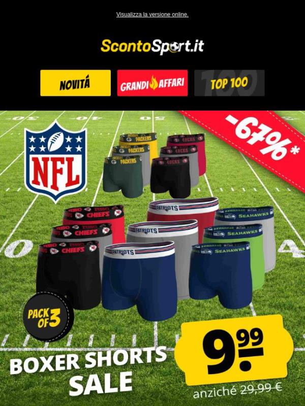 🏈 Saldi sui boxer NFL: confezione da 3 a soli 9,99 €!