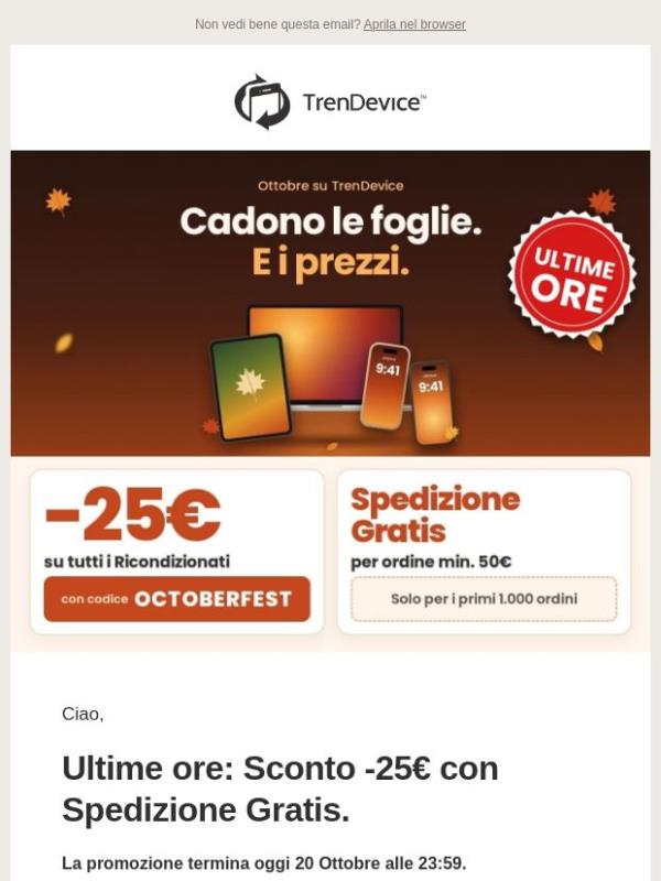 Ultime ore: Sconto -25 € e spedizione gratis