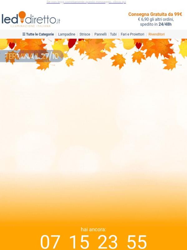 🍁 Promo d’Autunno: -50% su Tutto e Spedizione Gratuita da 99€