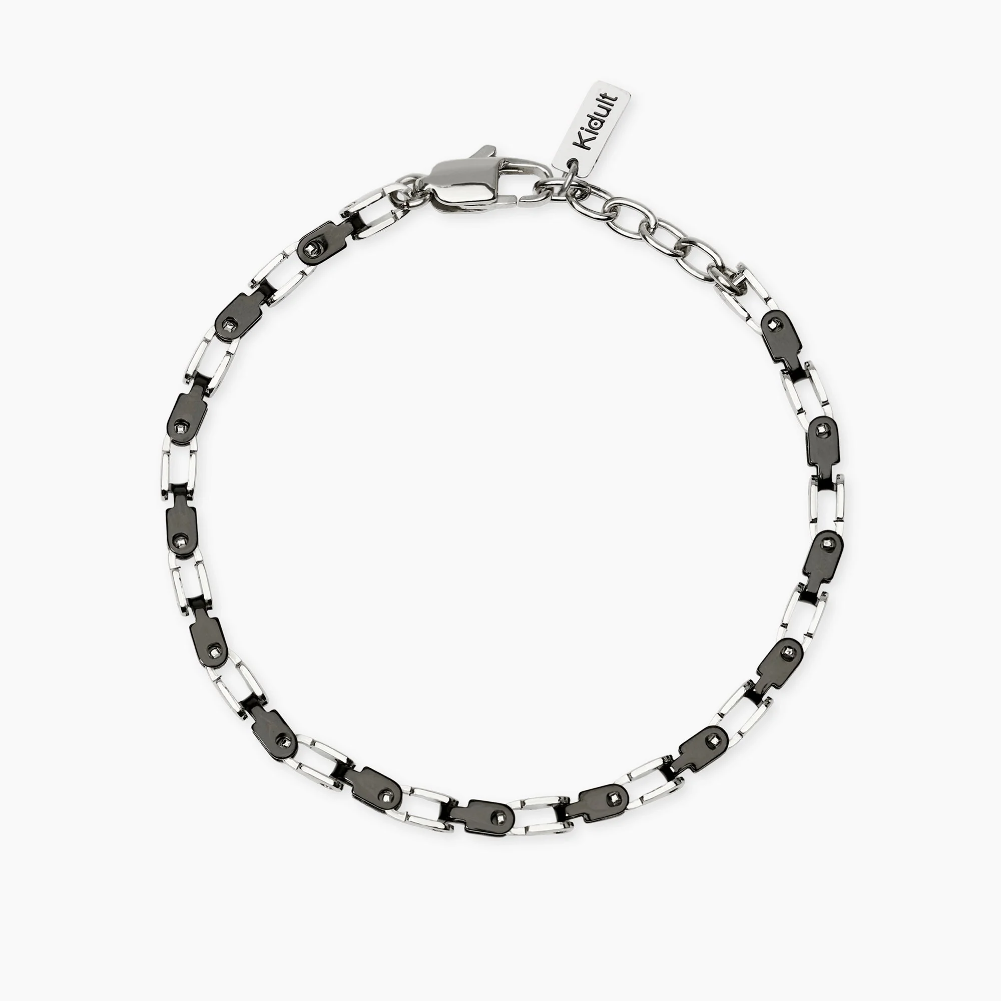 Image of Bracciale uomo in acciaio con elementi lucidi e neri STYLE 61