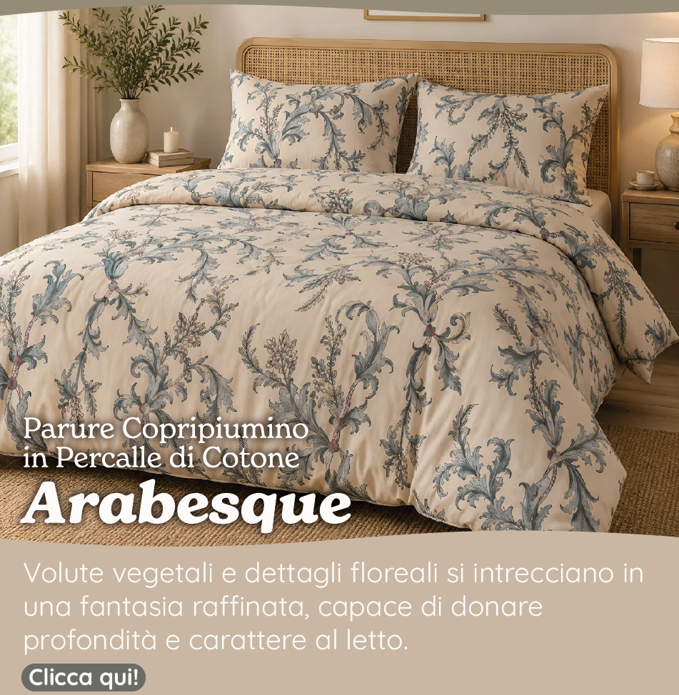 Parure Copripiumino in Percalle di Cotone Fantasia Arabesca - Arabesque