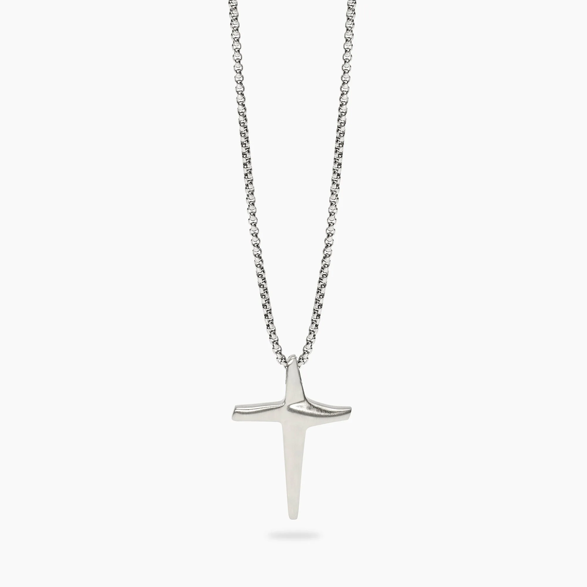 Image of Collana uomo in acciaio con catena veneta e pendente croce STYLE 01