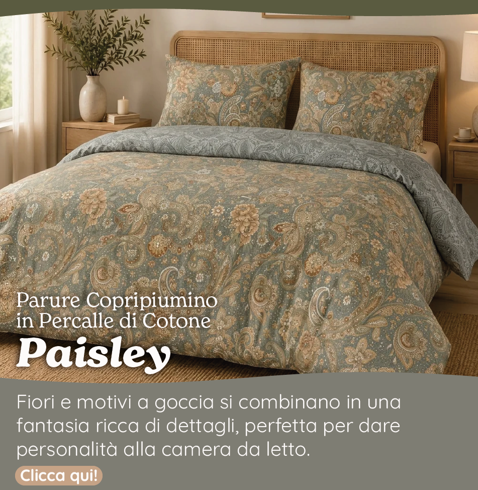 Parure Copripiumino in Percalle di Cotone Fantasia Floreale - Paisley
