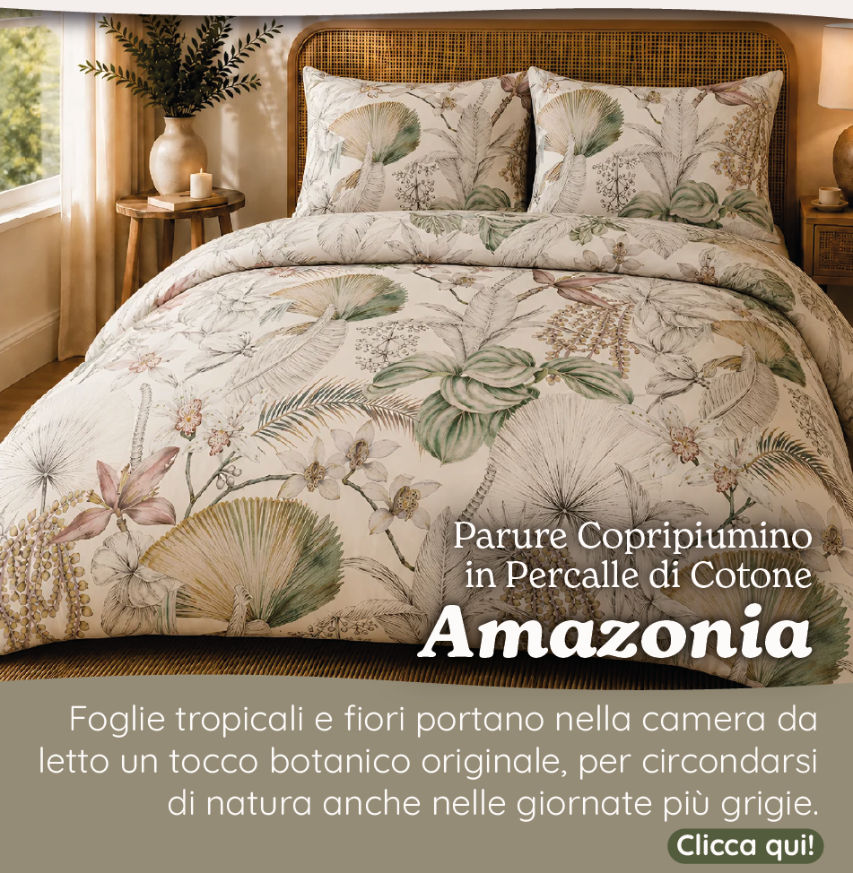 Parure Copripiumino in Percalle di Cotone Fantasia Botanica - Amazonia