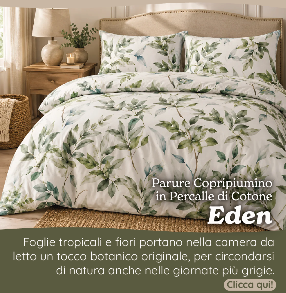 Parure Copripiumino in Percalle di Cotone Fantasia Botanica - Eden