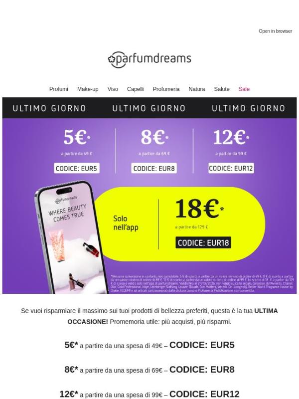 ORA o MAI PIÙ: fino a 18€* 😰