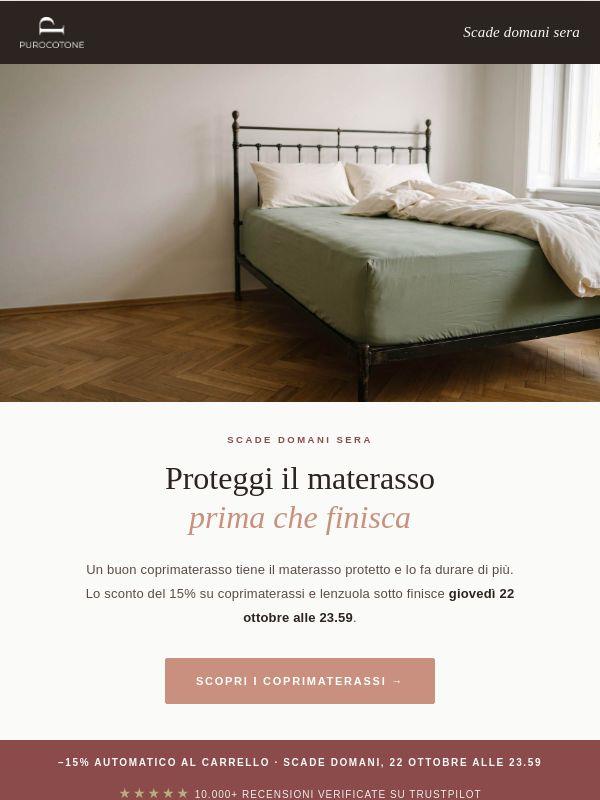 −15% su lenzuola sotto e coprimaterassi: scade domani sera
