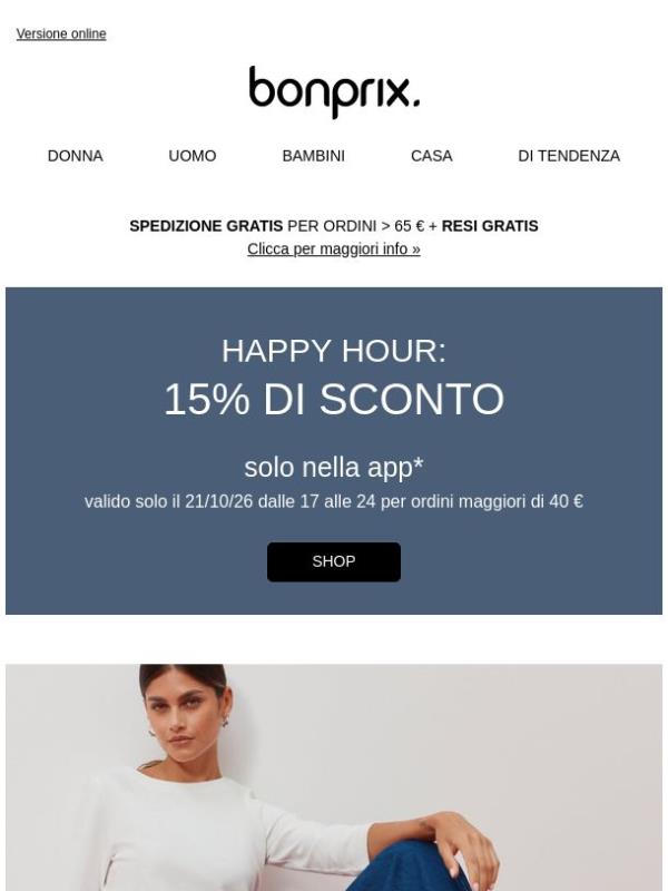 Happy Hour: -15% su tutto nella App!📲⏰