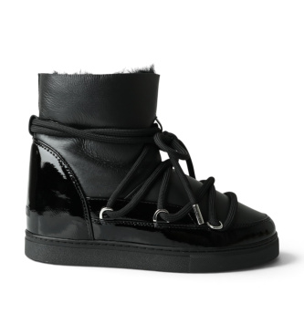 Stivali in Pelle Gloss Wedge nero