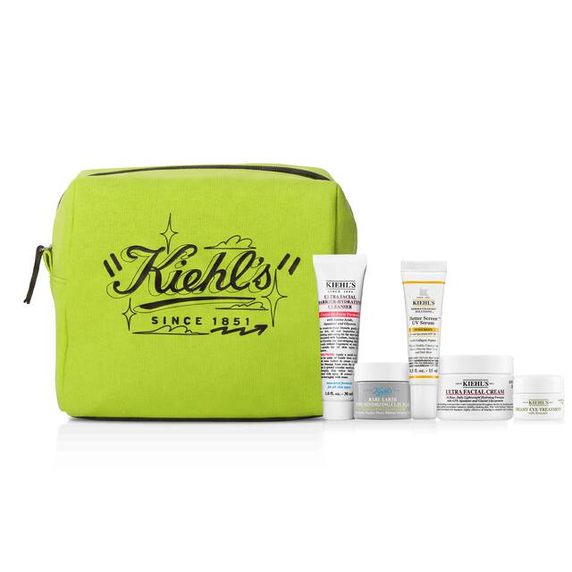 Travel Essentials Set con pouch verde