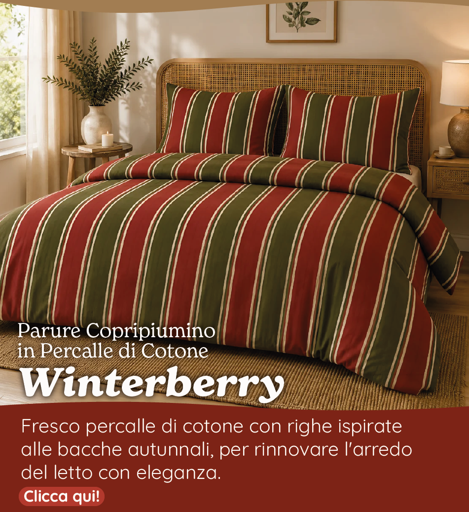 Parure Copripiumino in Percalle di Cotone Rigato - Winterberry