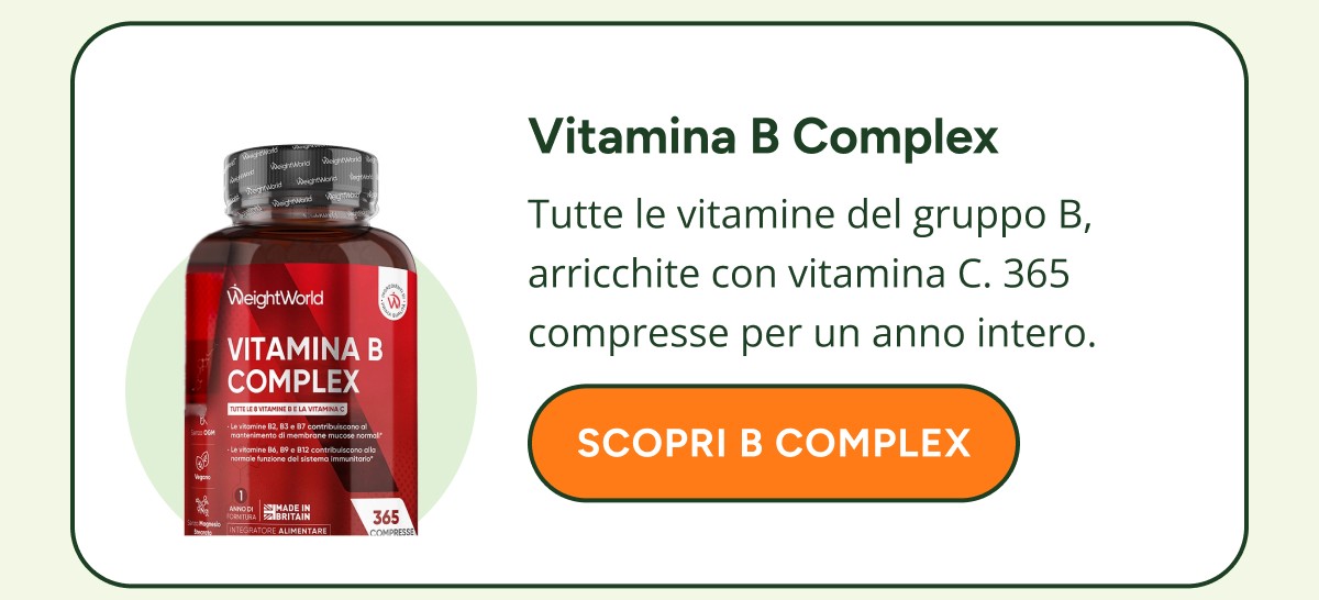 Vitamina B Complex Tutte le vitamine del gruppo B, arricchite con vitamina C. 365 compresse per un anno intero. Scopri b complex