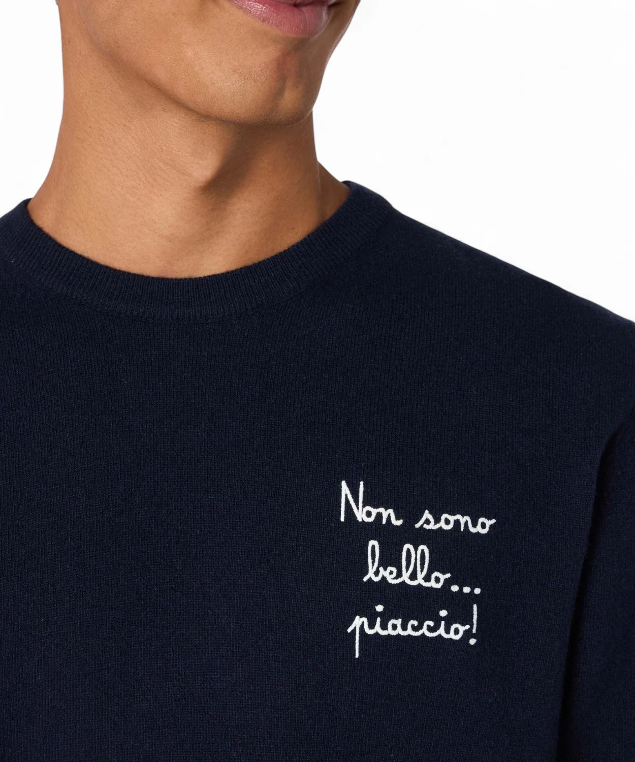 Maglione blu Mc2 Saint Barth con scritta ricamata