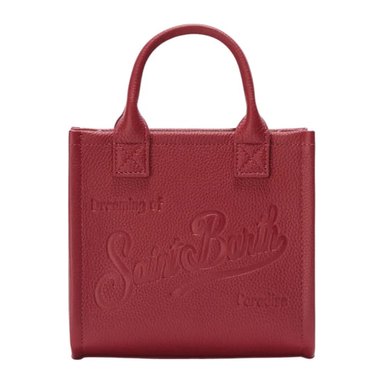 Mc2 Saint Barth — Vanity Bag Mini in pelle martellata bordeaux con tracolla removibile