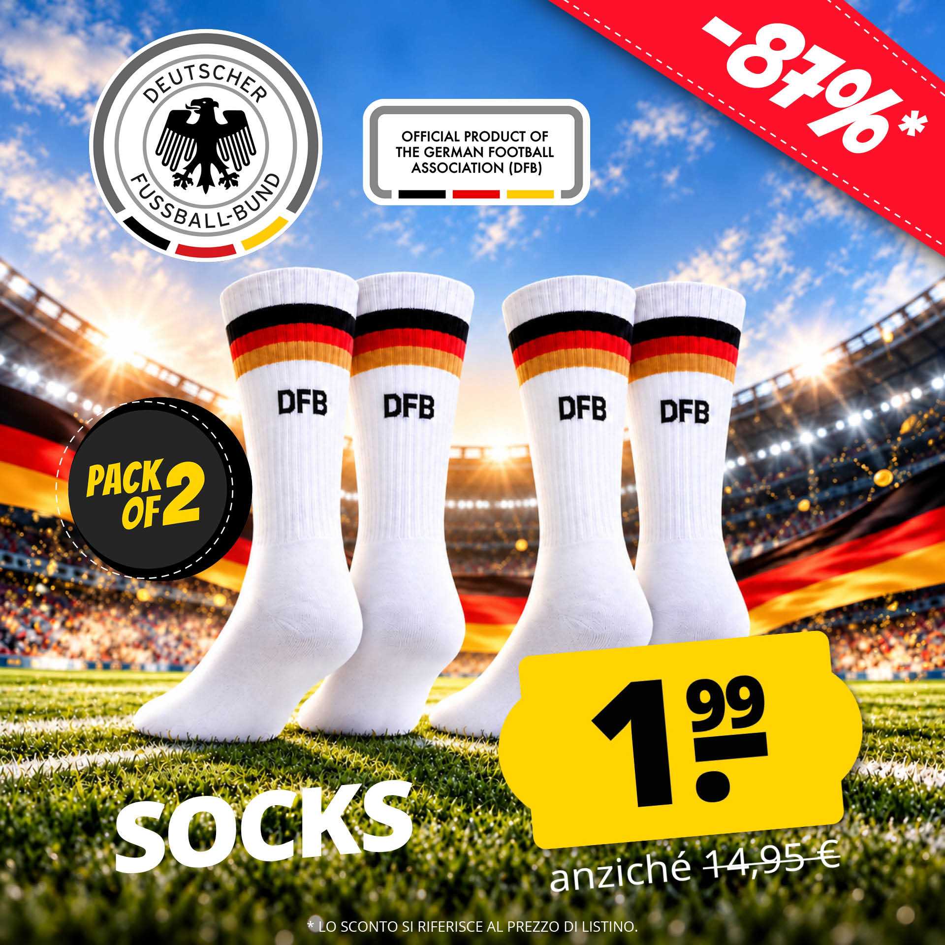 dfb germania unisex calzini 2 paia
