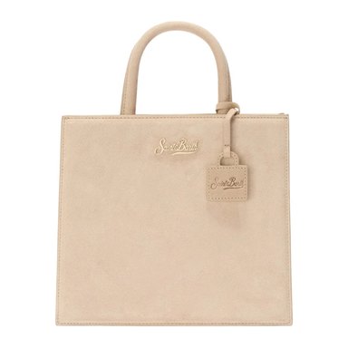 Mc2 Saint Barth — Shop Bag Midi in pelle scamosciata beige con tracolla removibile