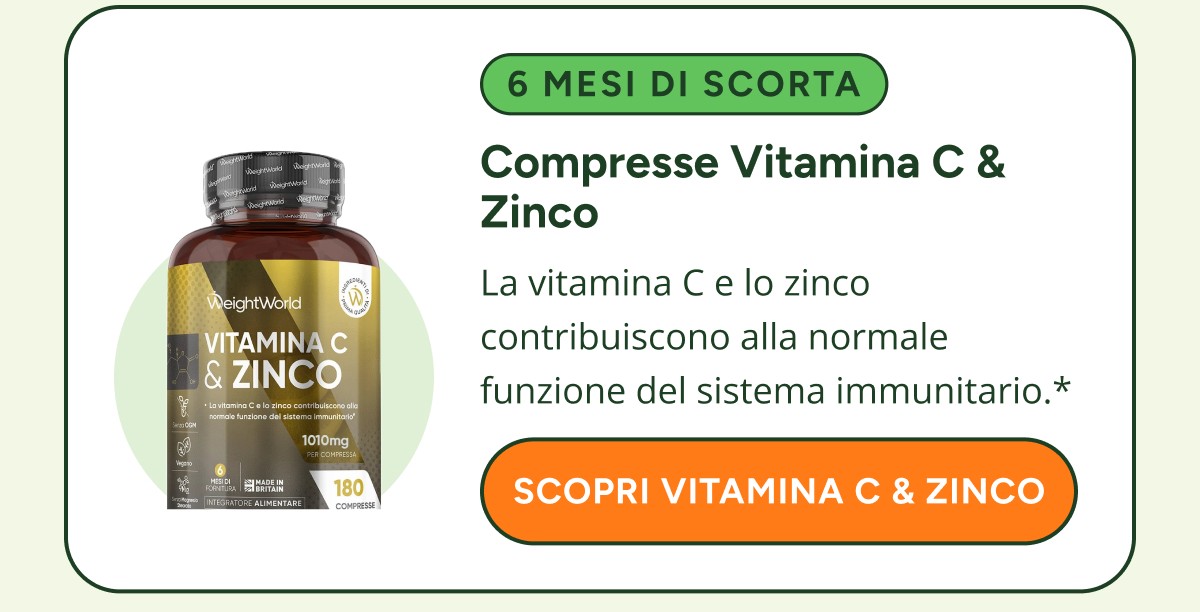 6 mesi di scorta Compresse Vitamina C & Zinco La vitamina C e lo zinco contribuiscono alla normale funzione del sistema immunitario.* scopri…