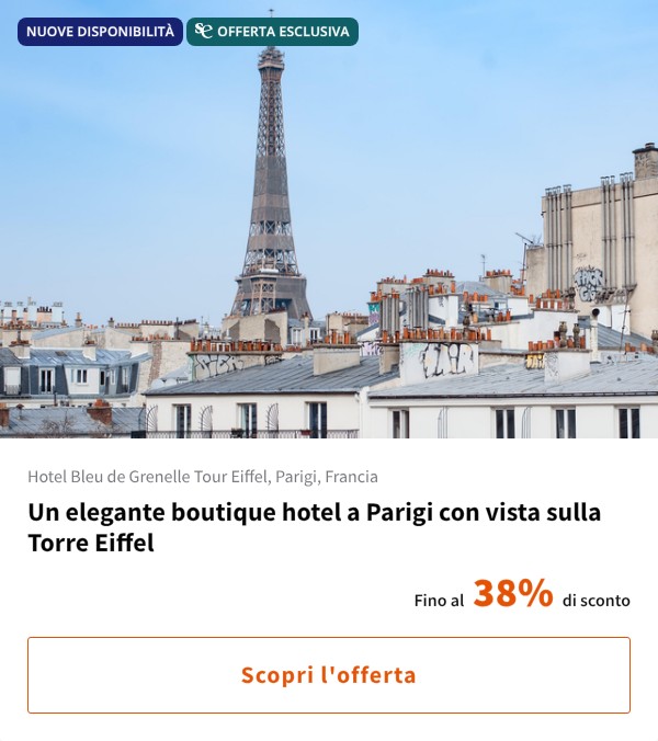 Un elegante boutique hotel a Parigi con vista sulla Torre Eiffel