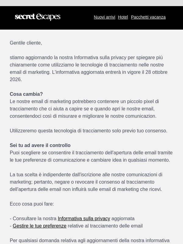 Aggiornamenti sulla nostra Informativa sulla privacy