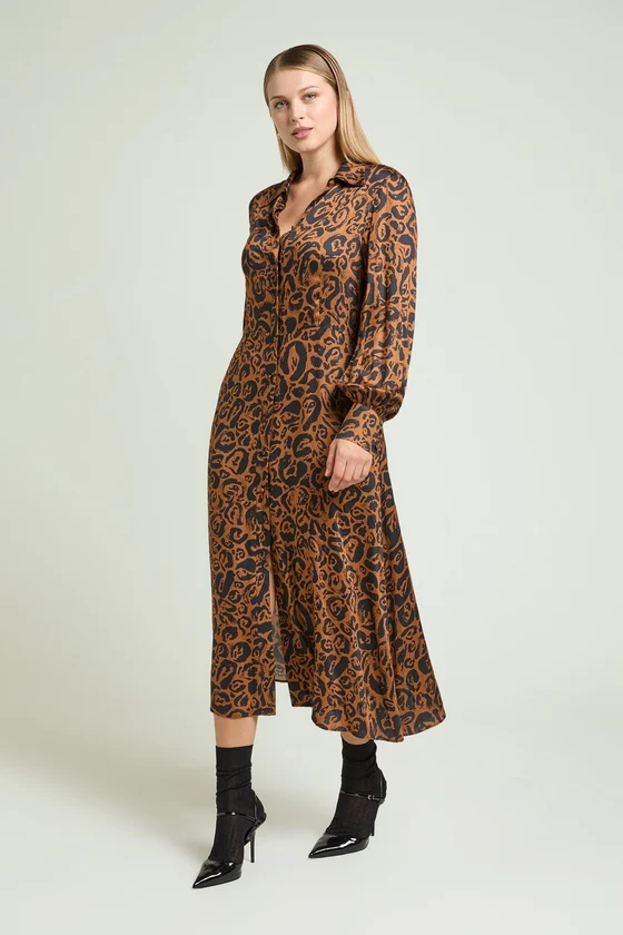 ABITO ANIMALIER IN SATIN