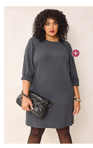 Abito elegante con maniche a palloncino 3/4 e cuciture raglan