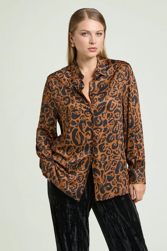 CAMICIA ANIMALIER IN SATIN