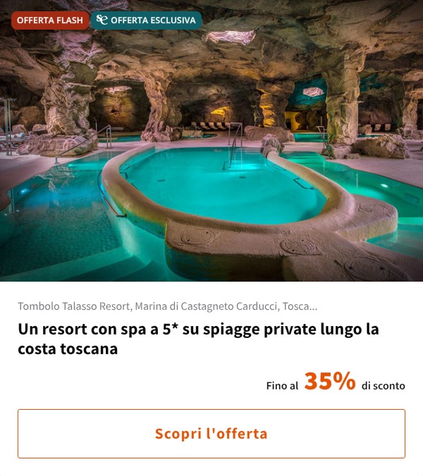 Un resort con spa a 5* su spiagge private lungo la costa toscana