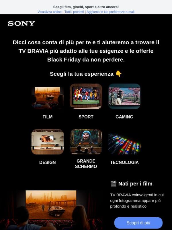 Trova il TV perfetto per te. Approfitta delle offerte Black Friday.
