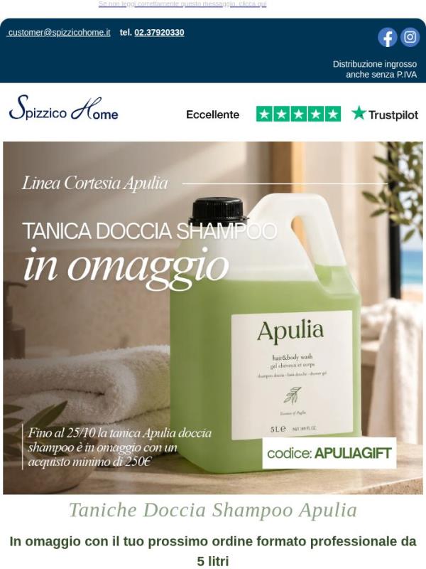 In Omaggio🍃 Tanica Doccia Shampoo Apulia | Scopri la promo