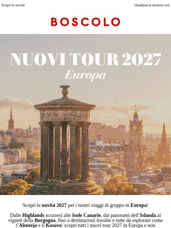 Europa: i nuovi tour 2027