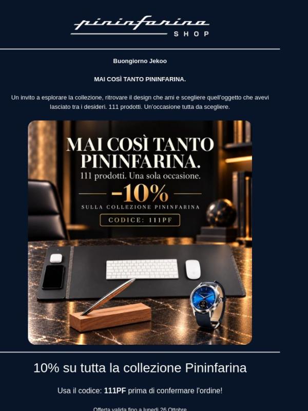 -10% su 111 prodotti della collezione Pininfarina