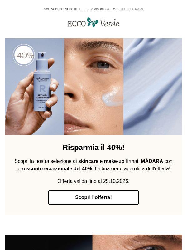 🤩 -40% su prodotti selezionati di MÁDARA