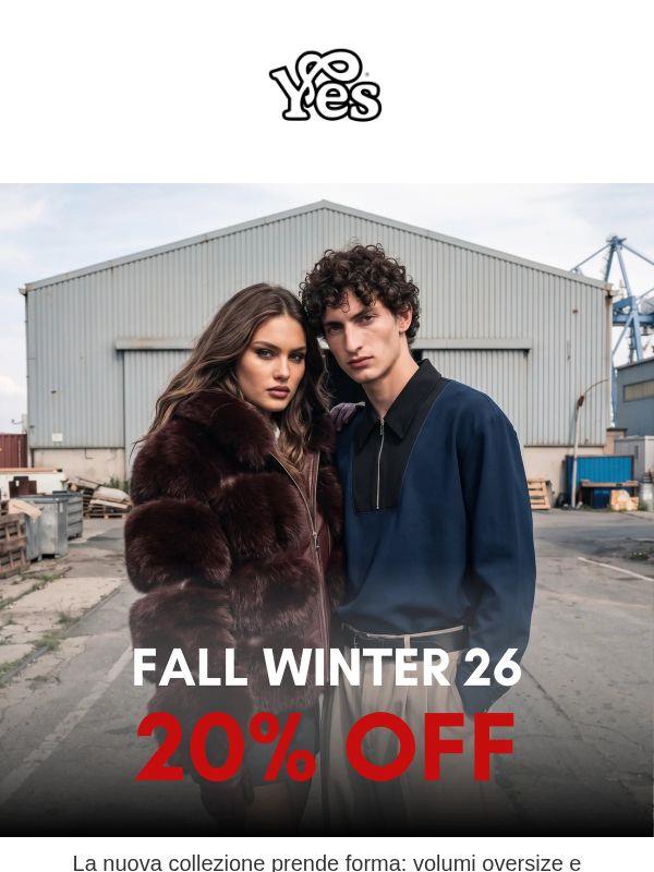FW26 è online. Il tuo 20% ti aspetta