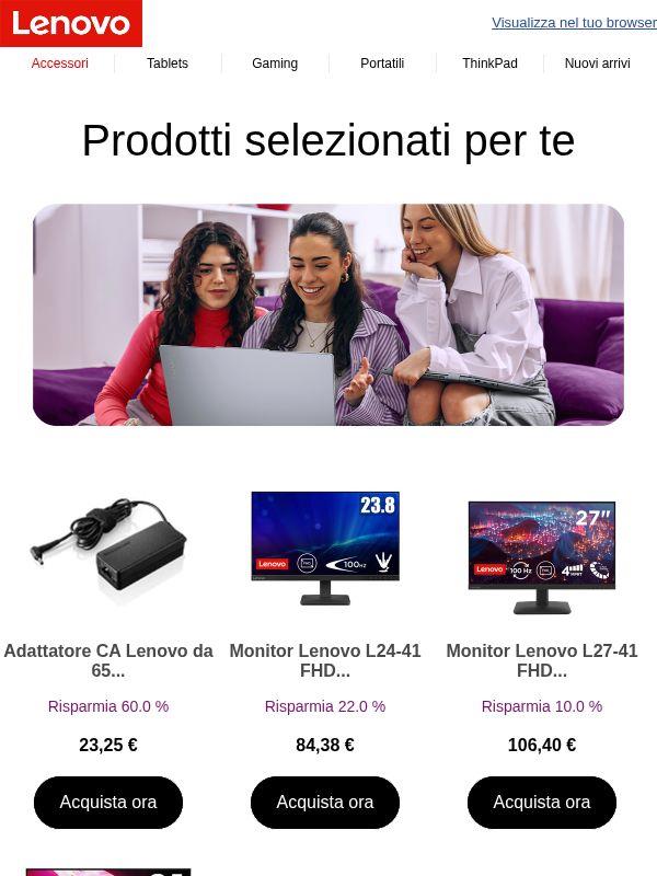 Adattatore CA Lenovo da 65 W a punta rotonda (CE) è stato selezionato in base ai tuoi interessi