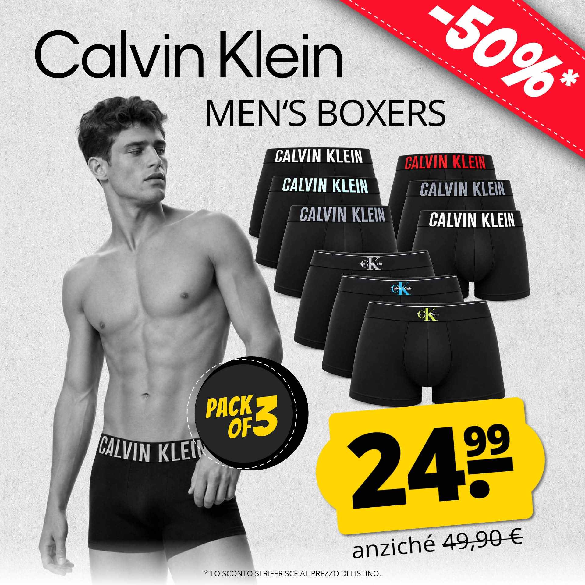 calvin klein intense power lungo uomo boxer set da 3