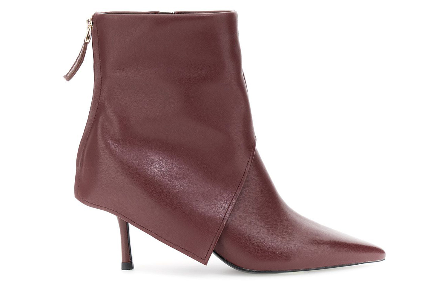 Image of tronchetti con risvolto in pelle bordeaux