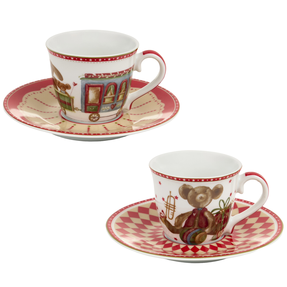 Image of SET DUE TAZZINE E PIATTINO VINTAGE TOYS 261111A NUVOLE DI STOFFA