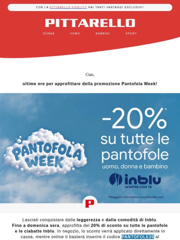 ⏰ Ultime ore per il -20% sulle pantofole Inblu!