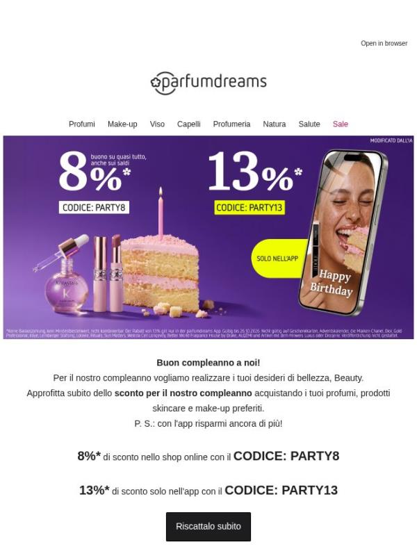 🎉 13%* di sconto per il nostro compleanno 🎉