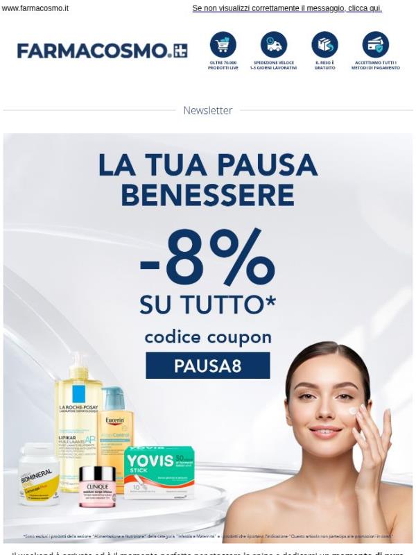⚡Solo per oggi: -8% su TUTTO* per la tua pausa benessere!