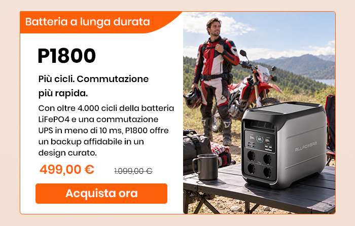 P1800 Centrale Elettrica Portatile 1800W 1024Wh LiFePO4 Batteria