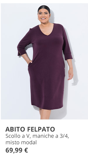 Elegante vestito in felpa di un profondo viola