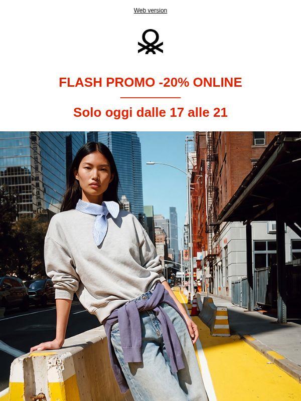 -20% online oggi dalle 17:00 alle 21:00