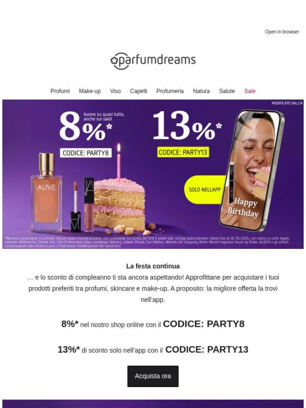 Già riscattato? Il 13%* di sconto ti aspetta 🎂