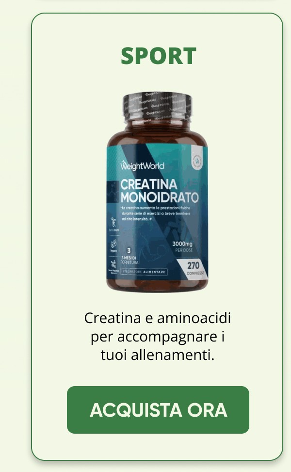 WeightWorld Creatina Monoidrato 3000mg per accompagnare I tuoi allenamenti. Acquista ora.