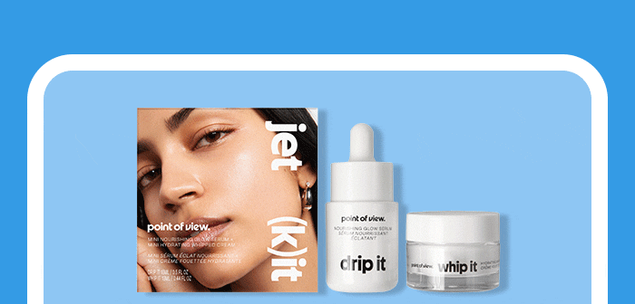 point of view. mini jet (k)it duo skincare gift set