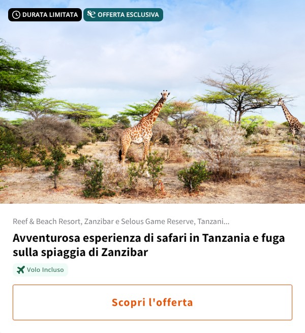 Avventurosa esperienza di safari in Tanzania e fuga sulla spiaggia di Zanzibar