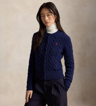 Cardigan intrecciato blu marino