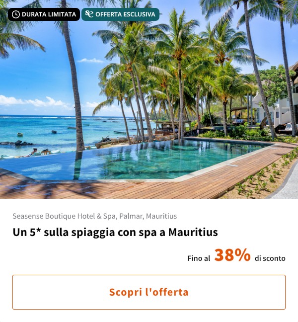 Un 5* sulla spiaggia con spa a Mauritius
